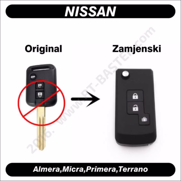 Zamjenski ključ za Nissan Micru sa 2 tipke, NIS-ZPR28